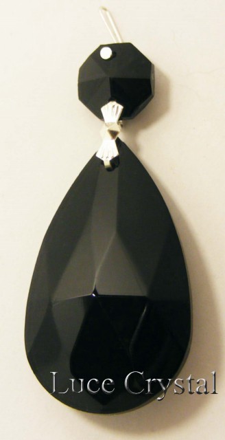 Jet Black Pearshape 2"